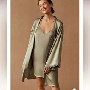 BHLDN Satin Sage Robe, S